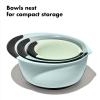 imageOXOplastic Good Grips 3Piece Mixing Bowl Set  Blueberry Jam ampamp Seltzer Handles47 LITERS LargeCadet BlueTower GrayJade