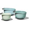 imageOXOplastic Good Grips 3Piece Mixing Bowl Set  Blueberry Jam ampamp Seltzer Handles47 LITERS LargeCadet BlueTower GrayJade
