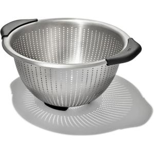 imageOXO Good Grips Stainless Steel Colander 3 qt and 5 qt Capacities Strainer with NonSlip Handles Kitchen Colander for Pasta and Vegetables Nesting Stainless Steel Strainer and Sieve5 Qt Stainless Steel Colander