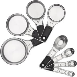 imageOXO Good Grips Stainless Steel Measuring Cups and Spoons 8Piece Set 4 Cups and 4 SpoonsSet