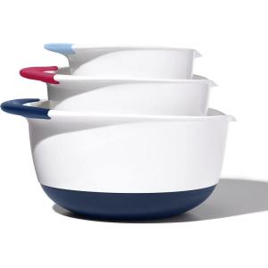 imageOXOplastic Good Grips 3Piece Mixing Bowl Set  Blueberry Jam ampamp Seltzer Handles47 LITERS LargeBlueberryJamSeltzer