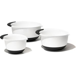 imageOXOplastic Good Grips 3Piece Mixing Bowl Set  Blueberry Jam ampamp Seltzer Handles47 LITERS LargeWhiteBlack