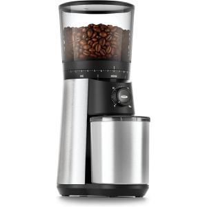 imageOXO Brew Conical Burr Coffee Grinder  Silver Stainless Steel Burrs OneTouch Automatic Smart GrindSilver Burr Coffee Grinder