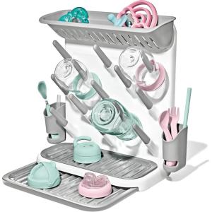 imageOXO Tot SpaceSaving Baby Bottle Drying Rack Compact Dish Drying Rack with Removable Trays Countertop Bottle Organizer for Baby Bottles Nipples Pacifiers and Lids BPA Free Dishwasher SafeExpandable