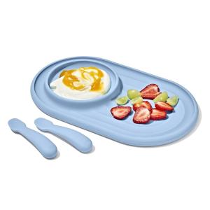 imageOXO Tot Textured Suction Plate ampamp Spoons Set  3Piece  OpalDusk