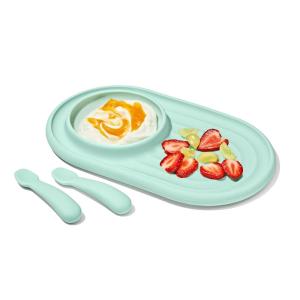 imageOXO Tot Textured Suction Plate ampamp Spoons Set  3Piece  OpalOpal
