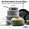 imageOXO Good Grips 10 Piece Cookware Pots and Pans Set 3Layered German Engineered Nonstick Coating Stainless Steel Handle with Nonslip Silicone Gray12 Piece Cookware Pots and Pans Set