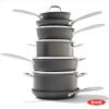 imageOXO Good Grips 10 Piece Cookware Pots and Pans Set 3Layered German Engineered Nonstick Coating Stainless Steel Handle with Nonslip Silicone Gray12 Piece Cookware Pots and Pans Set
