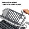 imageOXO Good Grips Aluminum Fold Flat Dish Drying Rack 2Tier with Drainboard for Kitchen Counter Collapsible