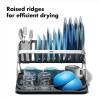 imageOXO Good Grips Aluminum Fold Flat Dish Drying Rack 2Tier with Drainboard for Kitchen Counter Collapsible
