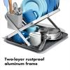 imageOXO Good Grips Aluminum Fold Flat Dish Drying Rack 2Tier with Drainboard for Kitchen Counter Collapsible