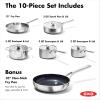 imageOXO Mira TriPly Stainless Steel 8quot and 10quot Frying Pan Skillet Set Induction Multi Clad Dishwasher and Metal Utensil Safe10 Piece Cookware Pots and Pans Set