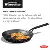 imageOXO Obsidian PreSeasoned Carbon Steel 12quot Frying Pan Skillet with Holes for Grilling with Removable Silicone Handle Holder Induction Oven Safe Black12 Outdoor Skillet