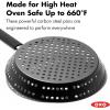 imageOXO Obsidian PreSeasoned Carbon Steel 12quot Frying Pan Skillet with Holes for Grilling with Removable Silicone Handle Holder Induction Oven Safe Black12 Outdoor Skillet