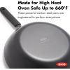 imageOXO Obsidian PreSeasoned Carbon Steel 12quot Wok Pan with Removable Silicone Handle Holder Induction Oven Safe Black