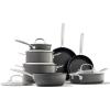 imageOXO Good Grips 10 Piece Cookware Pots and Pans Set 3Layered German Engineered Nonstick Coating Stainless Steel Handle with Nonslip Silicone Gray12 Piece Cookware Pots and Pans Set