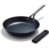 imageOXO Obsidian PreSeasoned Carbon Steel 10quot Frying Pan Skillet with Removable Silicone Handle Holder Induction Oven Safe Black10 Frying Pan Skillet