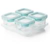 imageOXO Tot Glass Baby Blocks Food Storage Containers 4 oz  OpalTeal