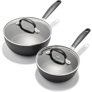 imageOXO Good Grips Nonstick Black Grill Pan 11quot1QT and 2QT Saucepan Set