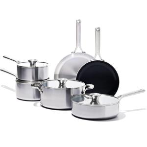 imageOXO Mira TriPly Stainless Steel 8quot and 10quot Frying Pan Skillet Set Induction Multi Clad Dishwasher and Metal Utensil Safe10 Piece Cookware Pots and Pans Set