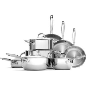 imageOXO Mira TriPly Stainless Steel 8quot and 10quot Frying Pan Skillet Set Induction Multi Clad Dishwasher and Metal Utensil Safe13 Piece Cookware Pots and Pans Set