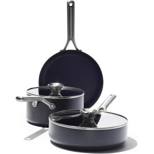 imageOXO Professional 5 Piece Cookware Pot ampamp Pans Set PFOA Free HardAnodized Ceramic Nonstick Coating Induction Compatible Dishwasher ampamp Oven Safe to 600F Stainless Steel Handles Glass Lids Black