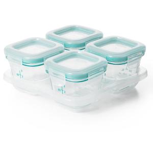 imageOXO Tot Glass Baby Blocks Food Storage Containers 4 oz  OpalTeal