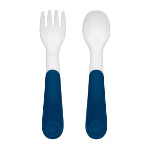 imageOXO Tot On The Go Fork ampamp Spoon Training Set with Travel Case  NavyNavy