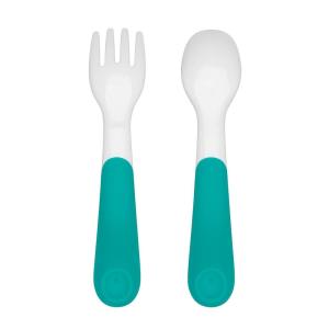 imageOXO Tot On The Go Fork ampamp Spoon Training Set with Travel Case  NavyTeal