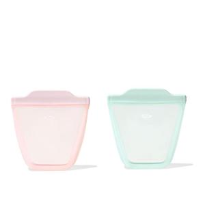 imageOXO Tot Silicone Reusable Bags  2 Piece Cup and Snack Set  DuskOpalBlossom
